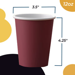 12 Oz. Burgundy Paper Cups | 20 Count