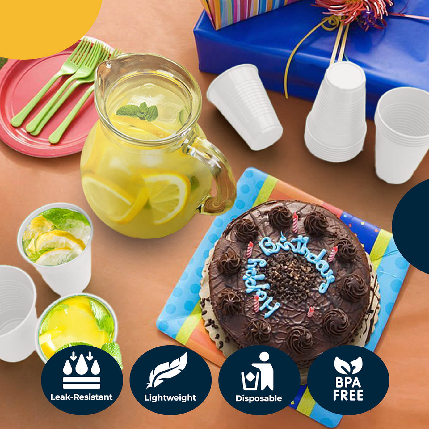 12 Oz. White Plastic Cups | 50 Count