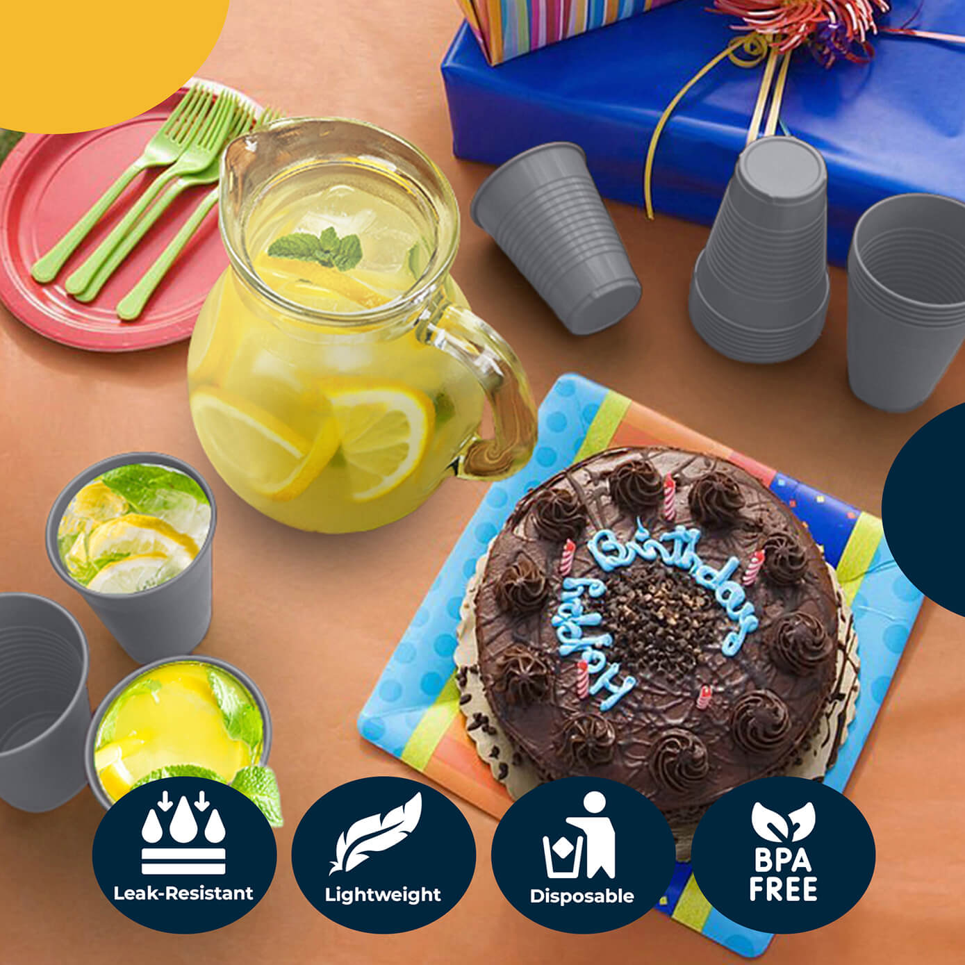 12 Oz. Silver Plastic Cups | 16 Count