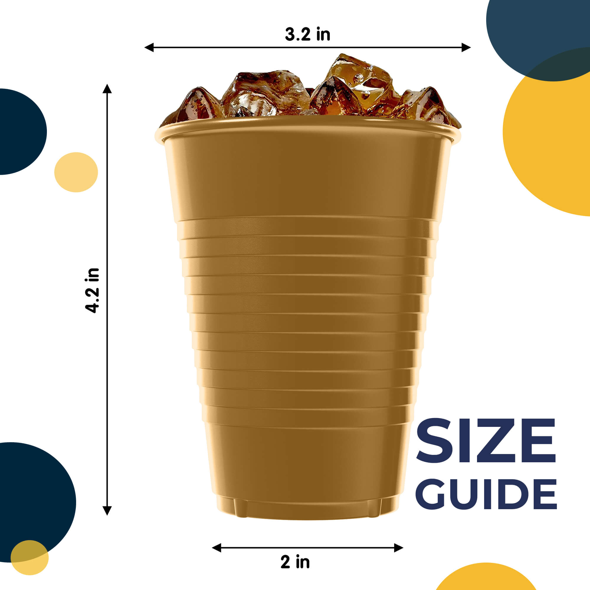 12 Oz. Gold Plastic Cups | 50 Count