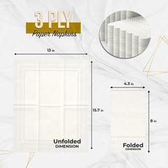 3 Ply Ivory Scalloped Napkins - 20 Ct.