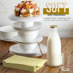 3 Ply Buttercup Yellow Scalloped Napkins - 20 Ct.