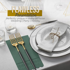 3 Ply Cypress Green Scalloped Napkins - 20 Ct.