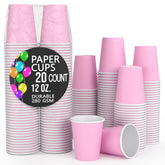 12 Oz. Pink Paper Cups | 20 Count