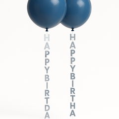 Silver Happy Birthday Hanging Balloon Decorations - Set of 5