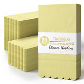 3 Ply Buttercup Yellow Scalloped Napkins - 20 Ct.