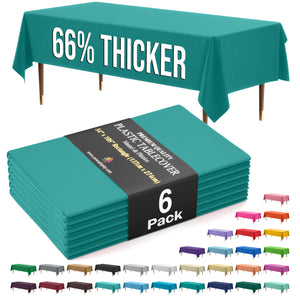 Premium Teal Plastic Table Covers | 6 Pack | 54 in. x 108 in.