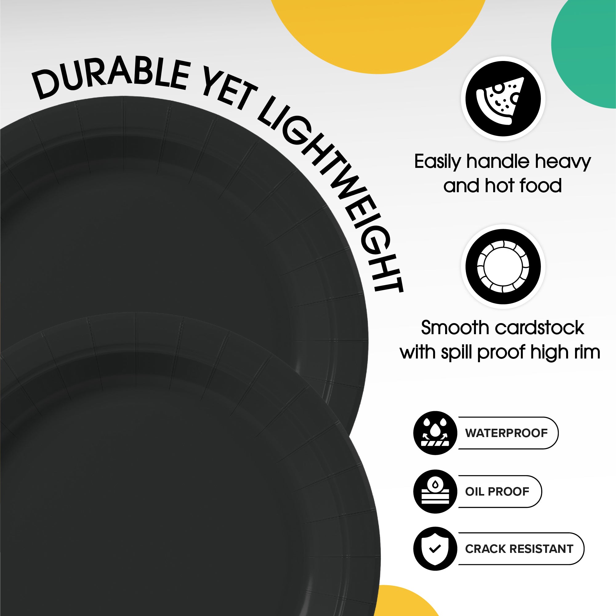bulk 9 in black paper plates 1000 ct