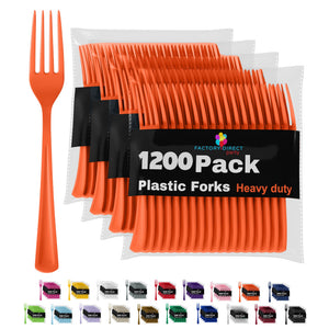 Heavy Duty Orange Plastic Forks - 7.5 in. | Case of 1200