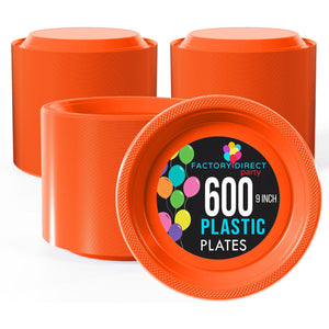 9 in. Orange Plastic Plates | Case of 600