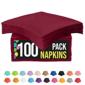 Burgundy Beverage Napkins | 4.75 in. x 4.75 in. | 100 Count