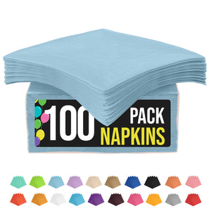 Light Blue Beverage Napkins - 4.75 in. x 4.75 in. | 100 Count