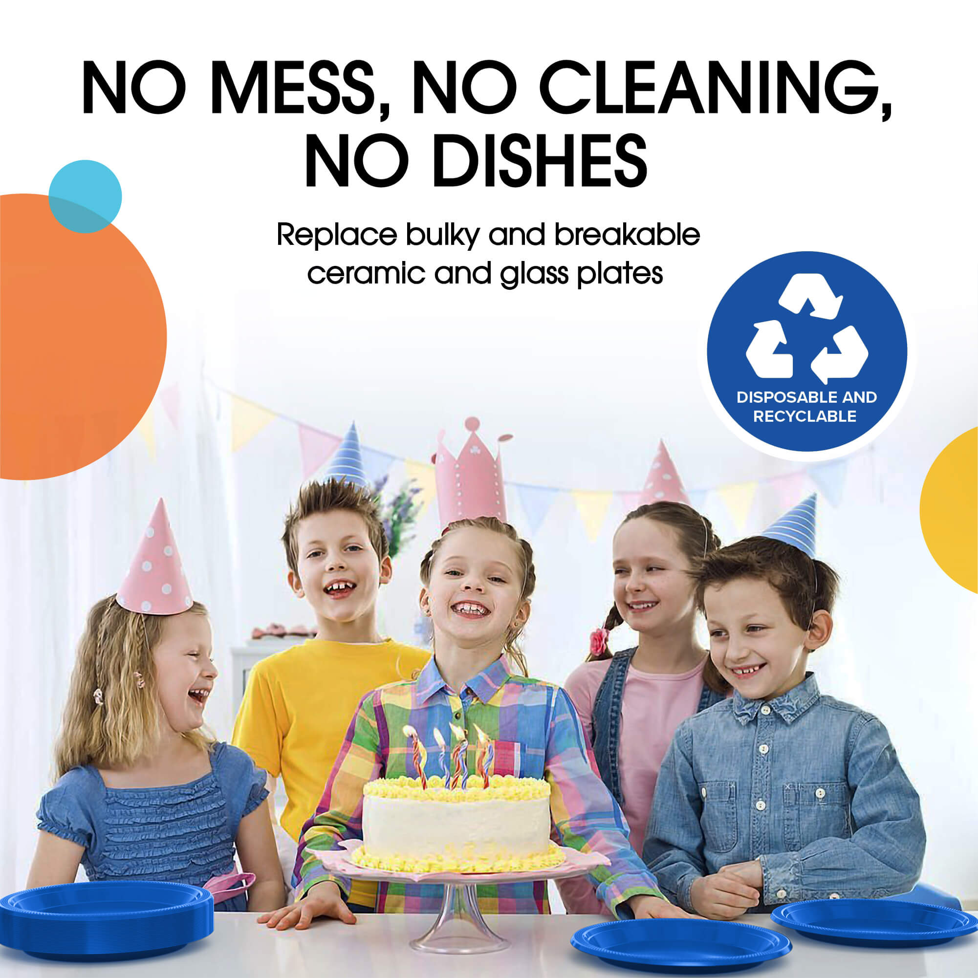 7 In. Dark Blue Plastic Plates | 50 Count