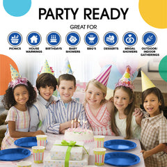 7 In. Dark Blue Plastic Plates | 8 Count