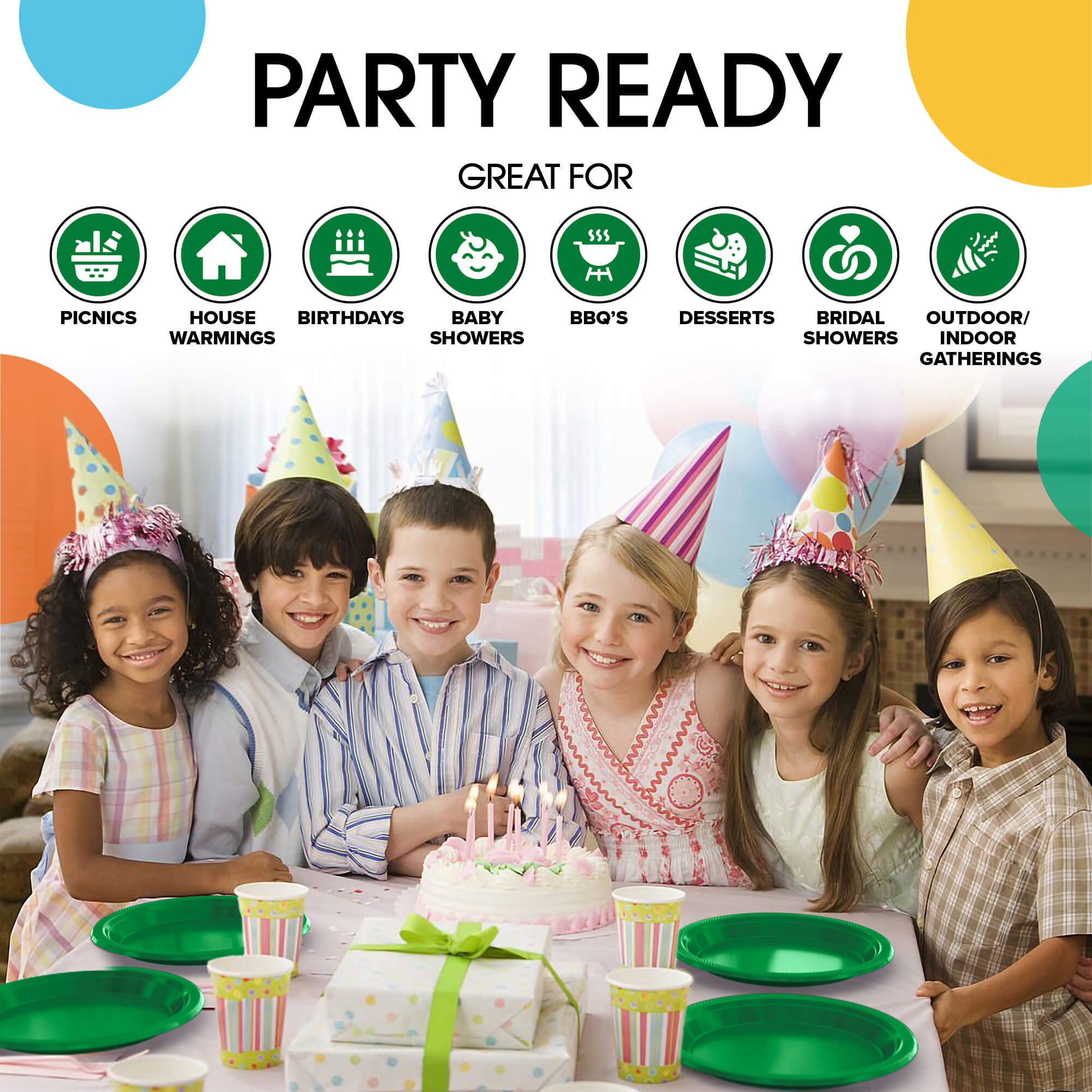 9 In. Emerald Green Plastic Plates | 8 Count