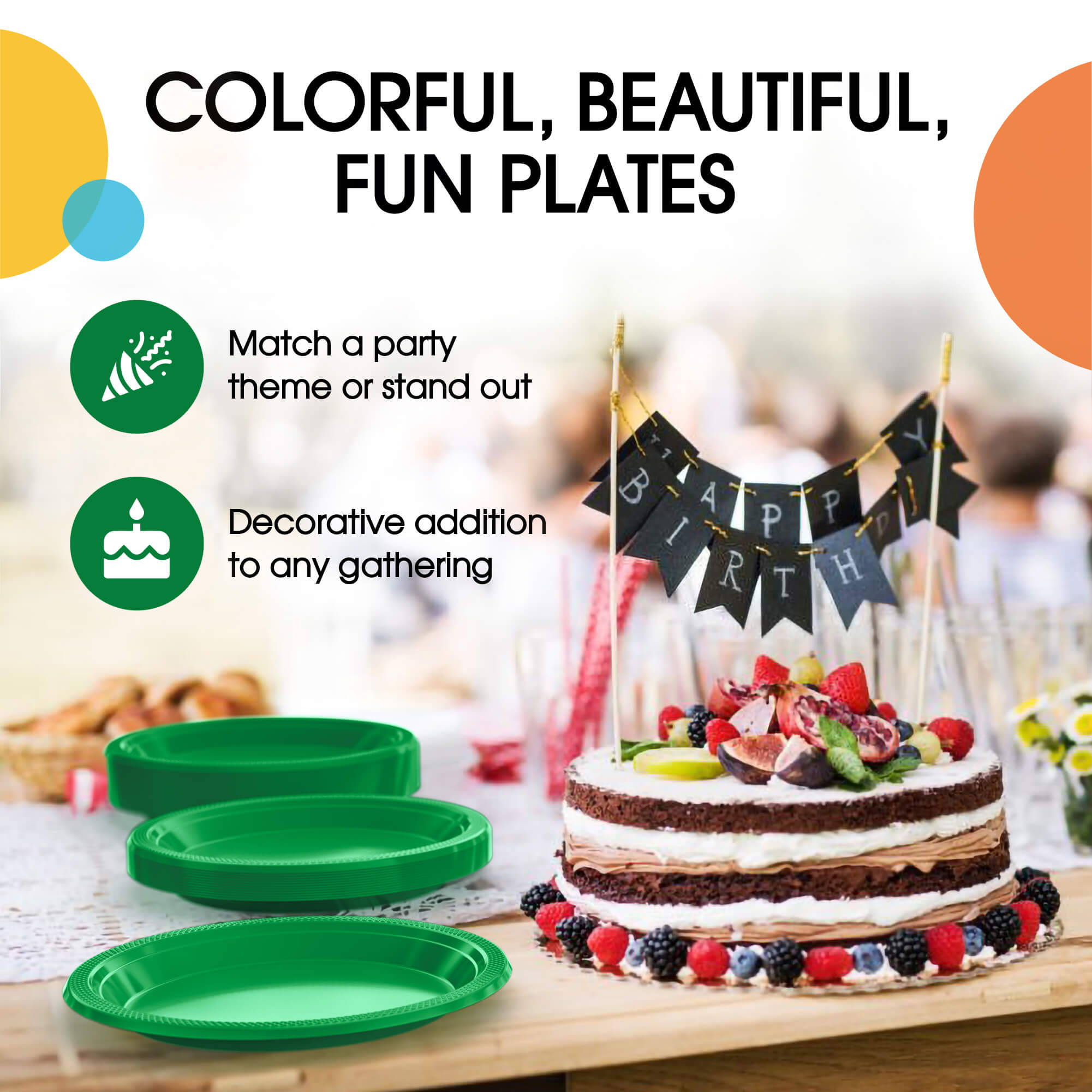 7 In. Emerald Green Plastic Plates | 8 Count