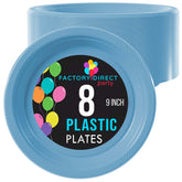9 In. Light Blue Plastic Plates | 8 Count