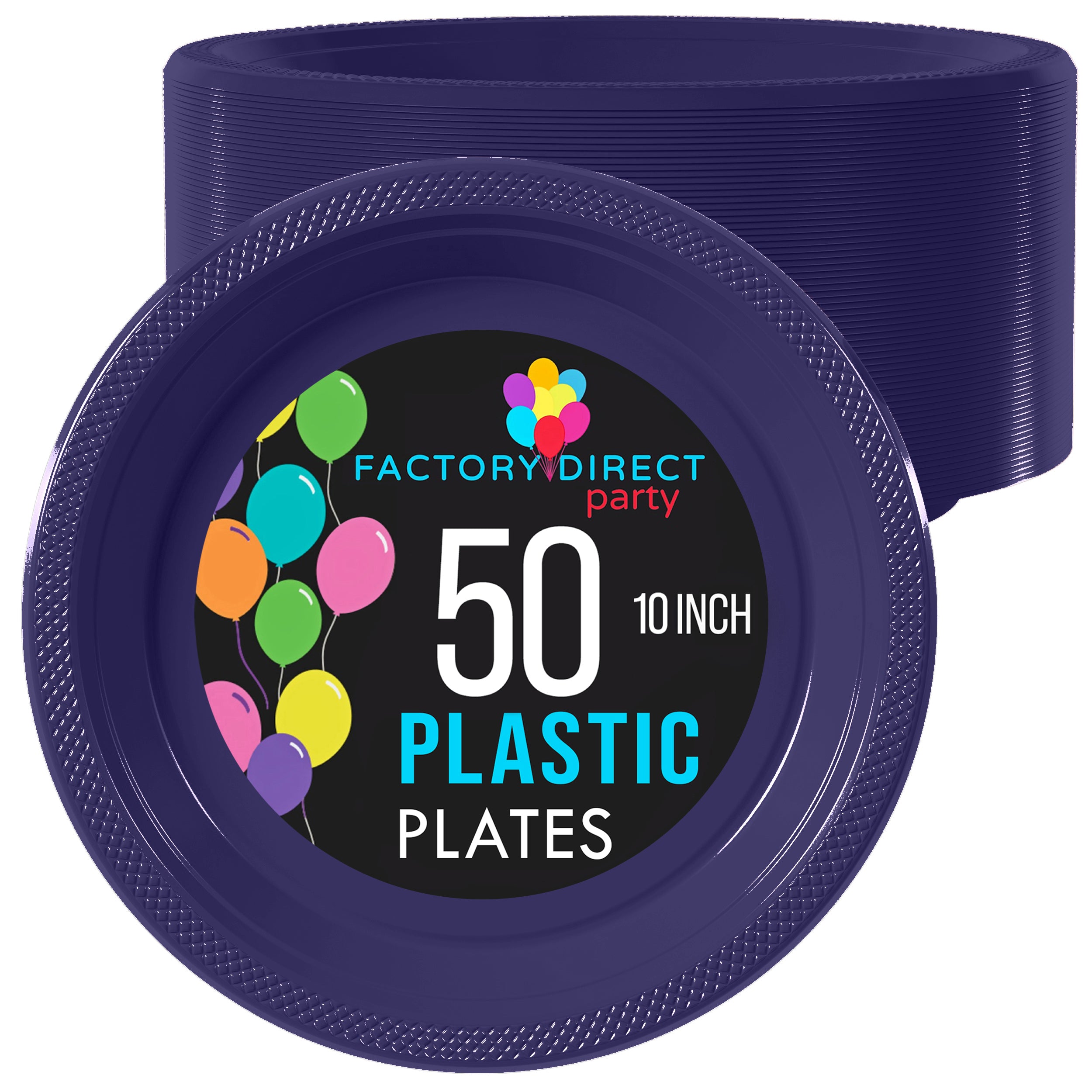 10 In. Navy Plastic Plates | 50 Count