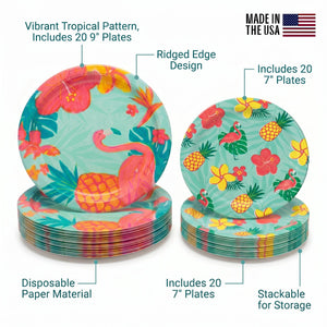 9" & 7" Summer Luau Paper Plates Combo - 20|20
