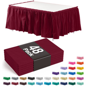 Burgundy Plastic Table Skirt - 168 in. x 29 in. | Case of 48