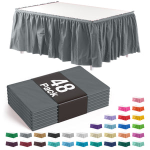 Silver Plastic Table Skirt - 168 in. x 29 in. | Case of 48