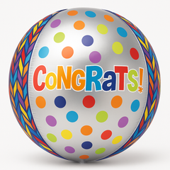 16-Inch Geometric Congrats Orbz Balloon