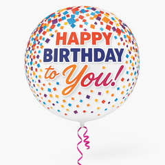 Vibrant Confetti Orbz Birthday Balloon