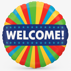 "Welcome" Rainbow Foil Balloon - 18" Metallic Mylar