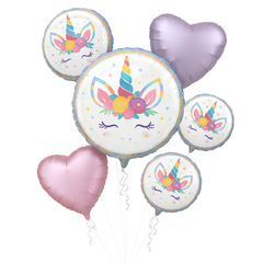Unicorn Party Foil Balloon Bouquet - 5 Piece Set