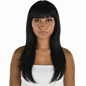 Sleek Black Wig with Stylish Bangs