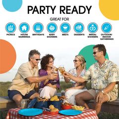 9 In. Turquoise Paper Plates - 50 Ct.