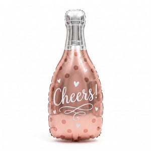 "Cheers" Rose Gold Champagne Bottle Foil Balloon - Air-Filled