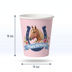 Saddle Up Western Birthday Paper Cups, 9 oz, 8 Pack