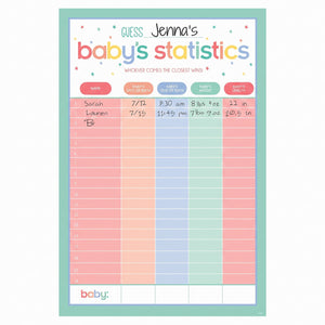 "Guess Baby's Statistics" Baby Shower Game Poster