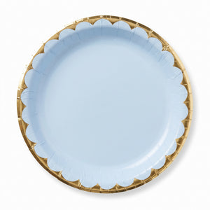 Elegant 10" Ice Blue and Gold Paper Plates