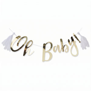 Oh Baby Gold Foil Banner with Tassels