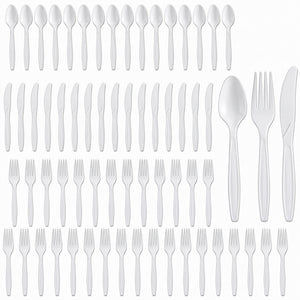 White Plastic Cutlery Set - 64 Count
