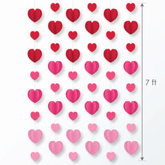 Valentine's Day Dimensional Hearts String Decoration, 7 ft