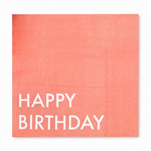 Bright Pastel "Happy Birthday" Coral Lunch Napkins - 6.5 In. x 6.5 In., 16-Pack