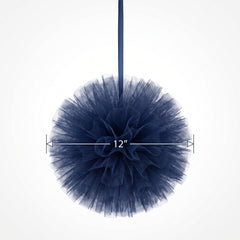 Navy Tulle Fluffy Decorations - Set of 3