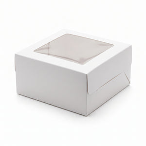 White Square Window Cake Box, 12x12x6 Inches