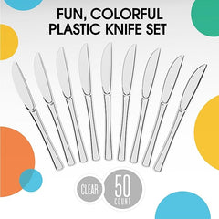 Heavy Duty Clear Plastic Knives | 50 Count