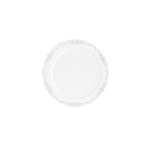 9 In. Clear Victorian Design Plates | 20 Count