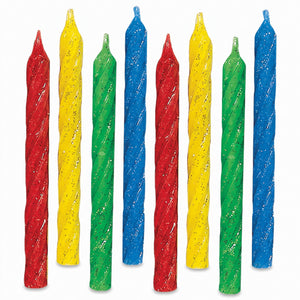 Large Glitter Spiral Birthday Candles - Primary Colors