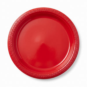 Elegant Apple Red 7-Inch Plastic Dessert Plates - 20 Pack