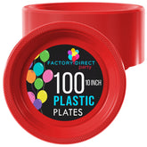 10 In. Red Plastic Plates | 100 Count