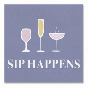 "Sip Happens" Cocktail Beverage Napkins - 5 In. X 5 In.