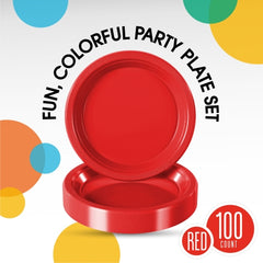 9 In. Red Plastic Plates | 100 Count