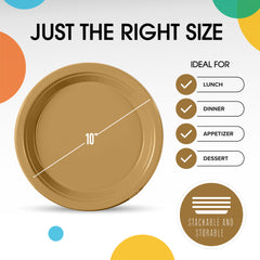 10 In. Gold Plastic Plates | 100 Count