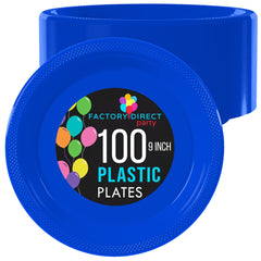 9 In. Dark Blue Plastic Plates | 100 Count